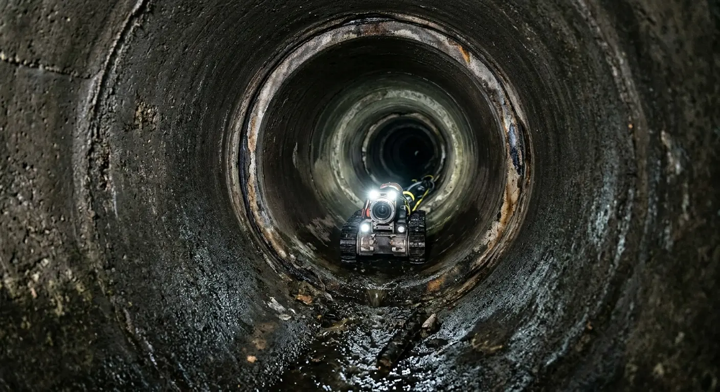 Robotic sewer camera inspecting pipe interior for Sewer Line Repair in Upper Allen